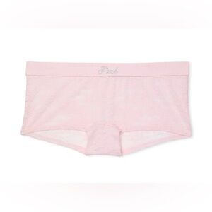 Light Pink Lace Boyshort Panty with Rhinestone Logo